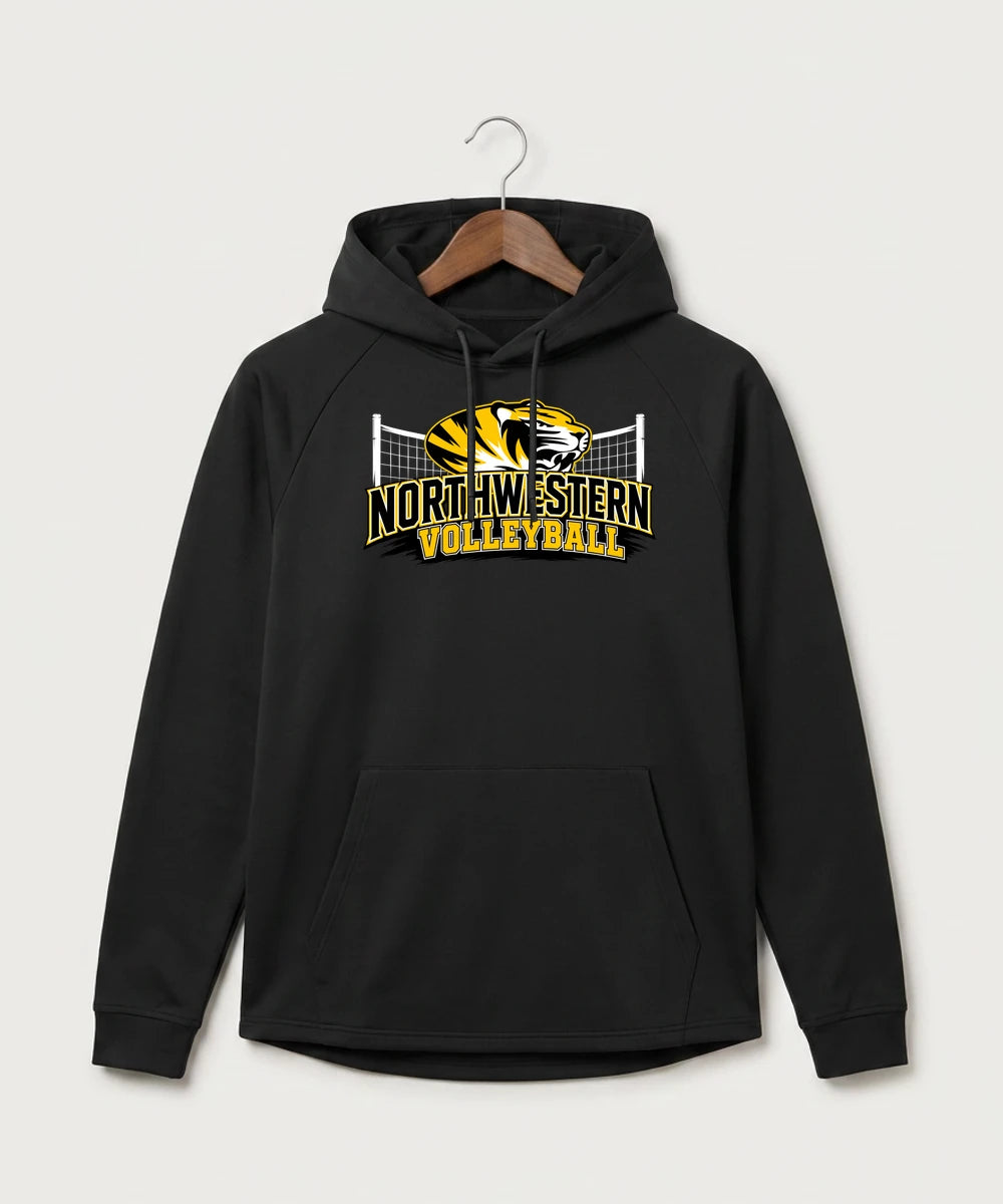Northwestern Volleyball - Black Hoodie - Full Front