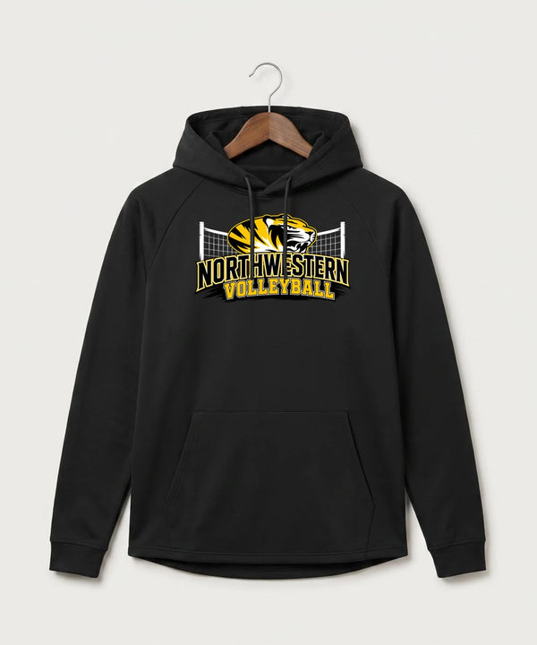 Northwestern Volleyball - Black Hoodie - Full Front