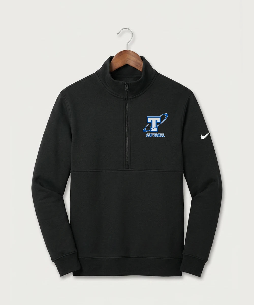 Papillion La Vista South Titan Softball Team Store - Black Nike Club Fleece Sleeve Swoosh 1/2-Zip NKDX6718