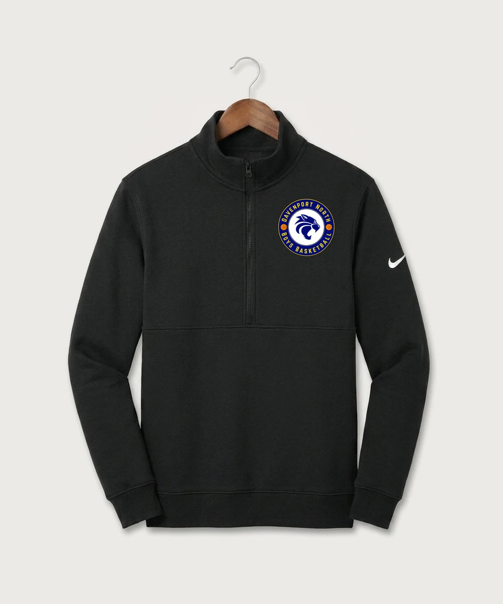 Davenport North High School Basketball Team Store - Black Nike Club Fleece Sleeve Swoosh 1/2-Zip NKDX6718