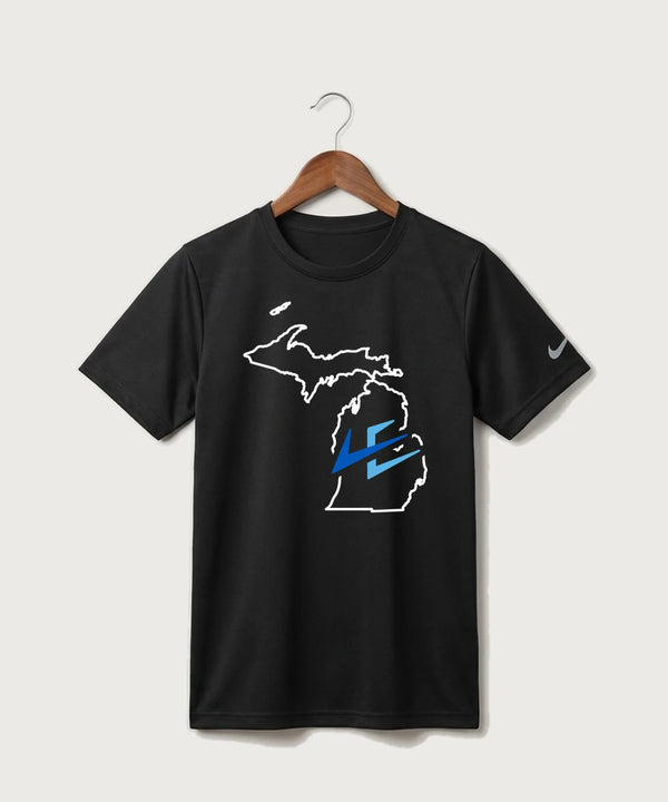 Leading Edge Michigan Team Store - Black Nike Youth Swoosh Sleeve rLegend Tee NKDX8787