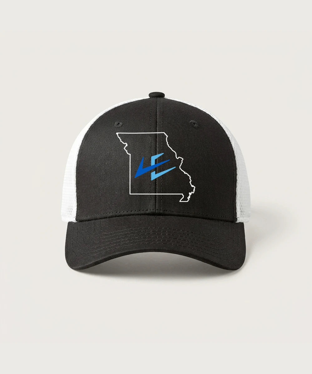 Leading Edge Missouri Team Store - Black/ White New Era - Stretch Mesh Cap. NE1020