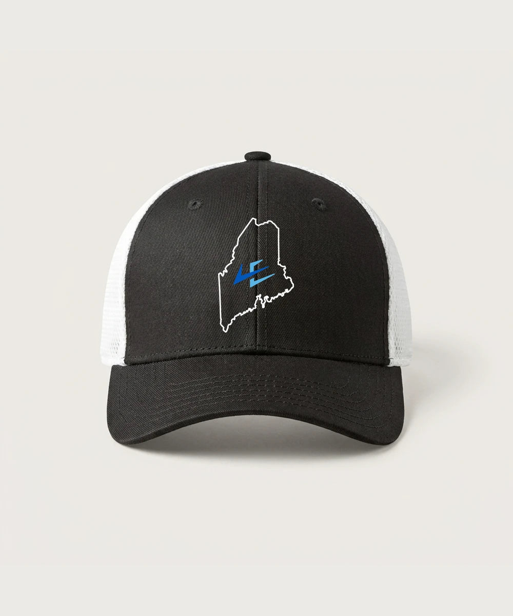 Leading Edge Maine Team Store - Black/ White New Era - Stretch Mesh Cap. NE1020