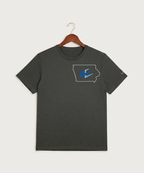 Leading Edge Iowa Team Store - Dark Smoke Heather Nike Swoosh Sleeve rLegend Tee NKDX8730