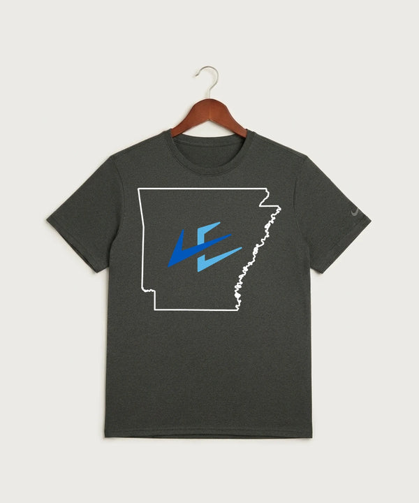 Leading Edge Arkansas Team Store - Dark Smoke Heather Nike Swoosh Sleeve rLegend Tee NKDX8730