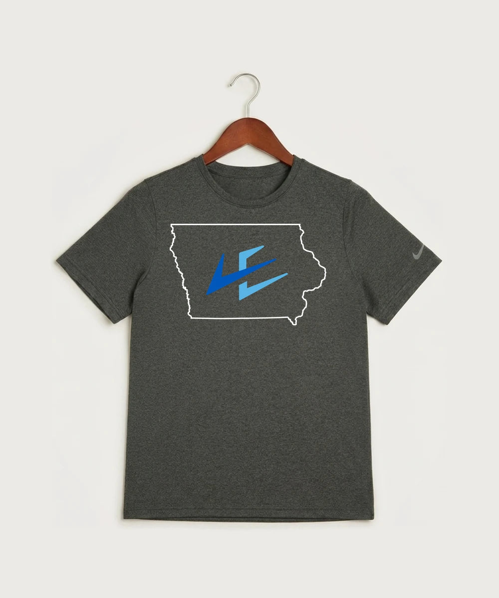 Leading Edge Iowa Team Store - Dark Smoke Heather Nike Youth Swoosh Sleeve rLegend Tee NKDX8787