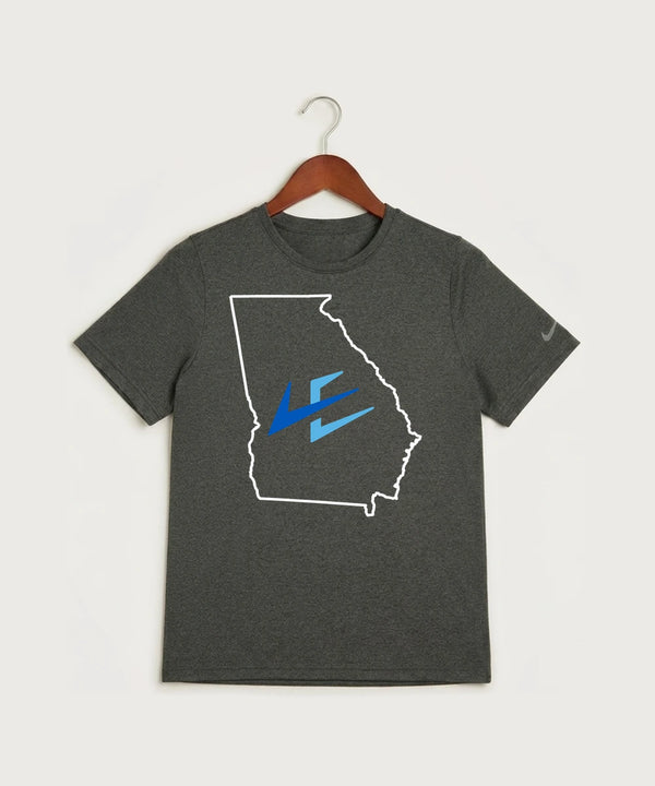 Leading Edge Georgia Team Store - Dark Smoke Heather Nike Youth Swoosh Sleeve rLegend Tee NKDX8787