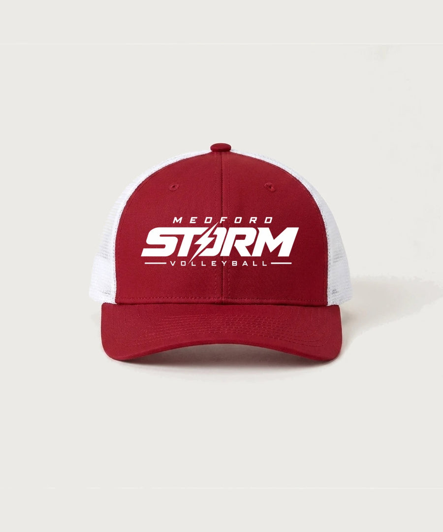 Medford Storm High School Volleyball Team Store - Deep Red/ White Sport-Tek Club Trucker Cap STC46