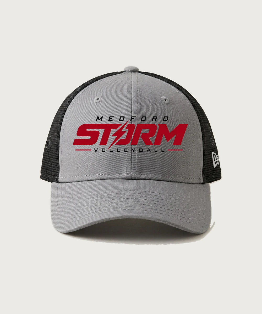 Medford Storm High School Volleyball Team Store - Flag Grey/ Black New Era - Stretch Mesh Cap. NE1020