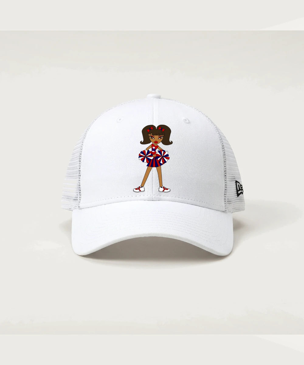 Independence High School Cheer Team - Flag White/ White New Era - Stretch Mesh Cap. NE1020