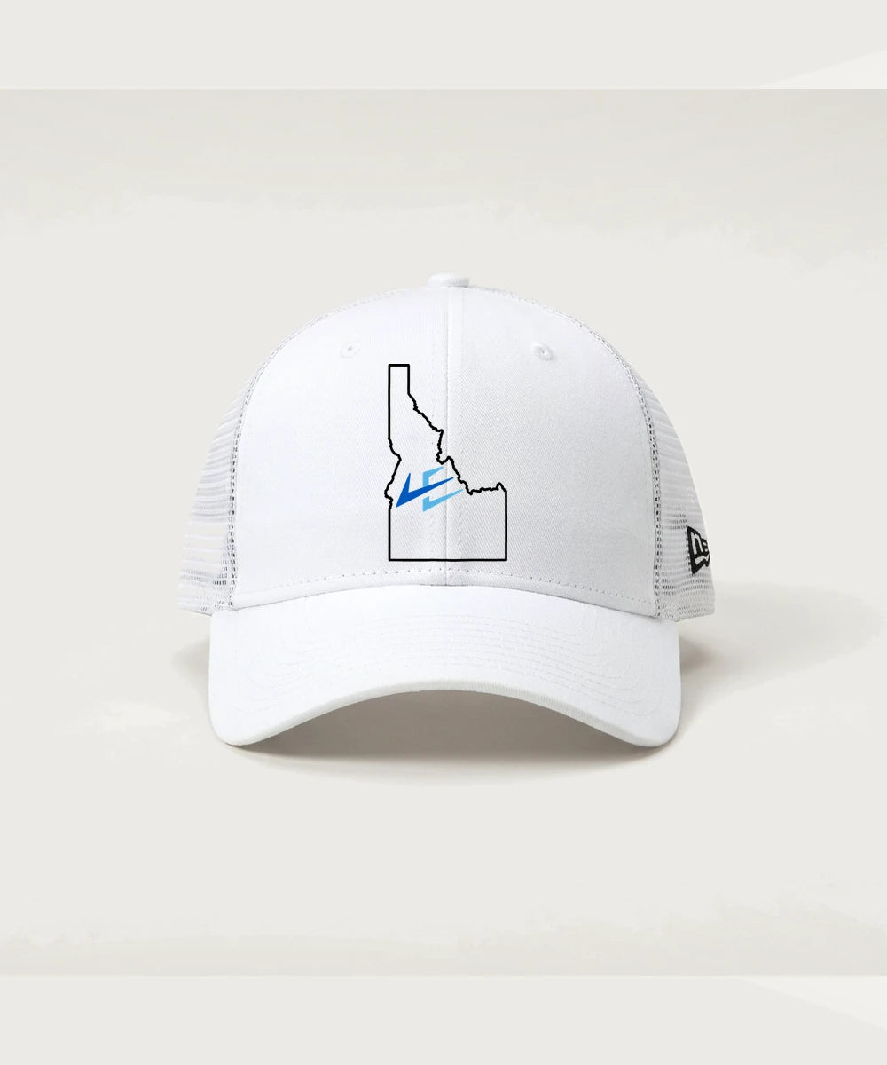 Leading Edge Idaho Team Store - Flag White/ White New Era - Stretch Mesh Cap. NE1020