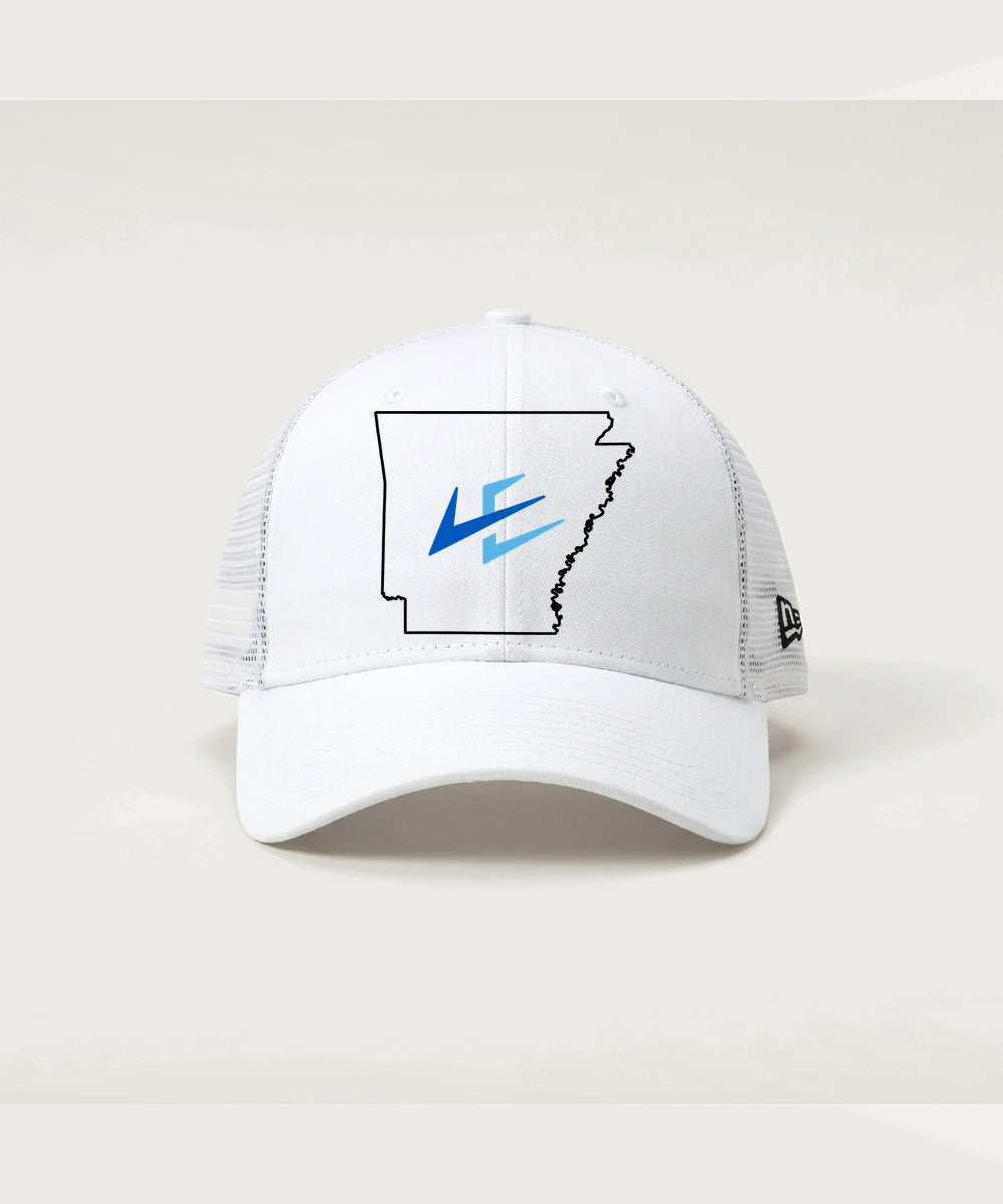 Leading Edge Arkansas Team Store - Flag White/ White New Era - Stretch Mesh Cap. NE1020