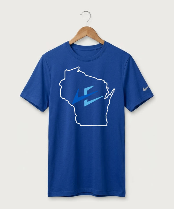 Leading Edge Wisconsin Team Store - Game Royal Nike Swoosh Sleeve rLegend Tee NKDX8730