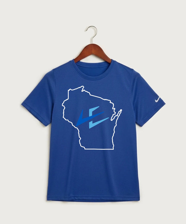 Leading Edge Wisconsin Team Store - Game Royal Nike Youth Swoosh Sleeve rLegend Tee NKDX8787