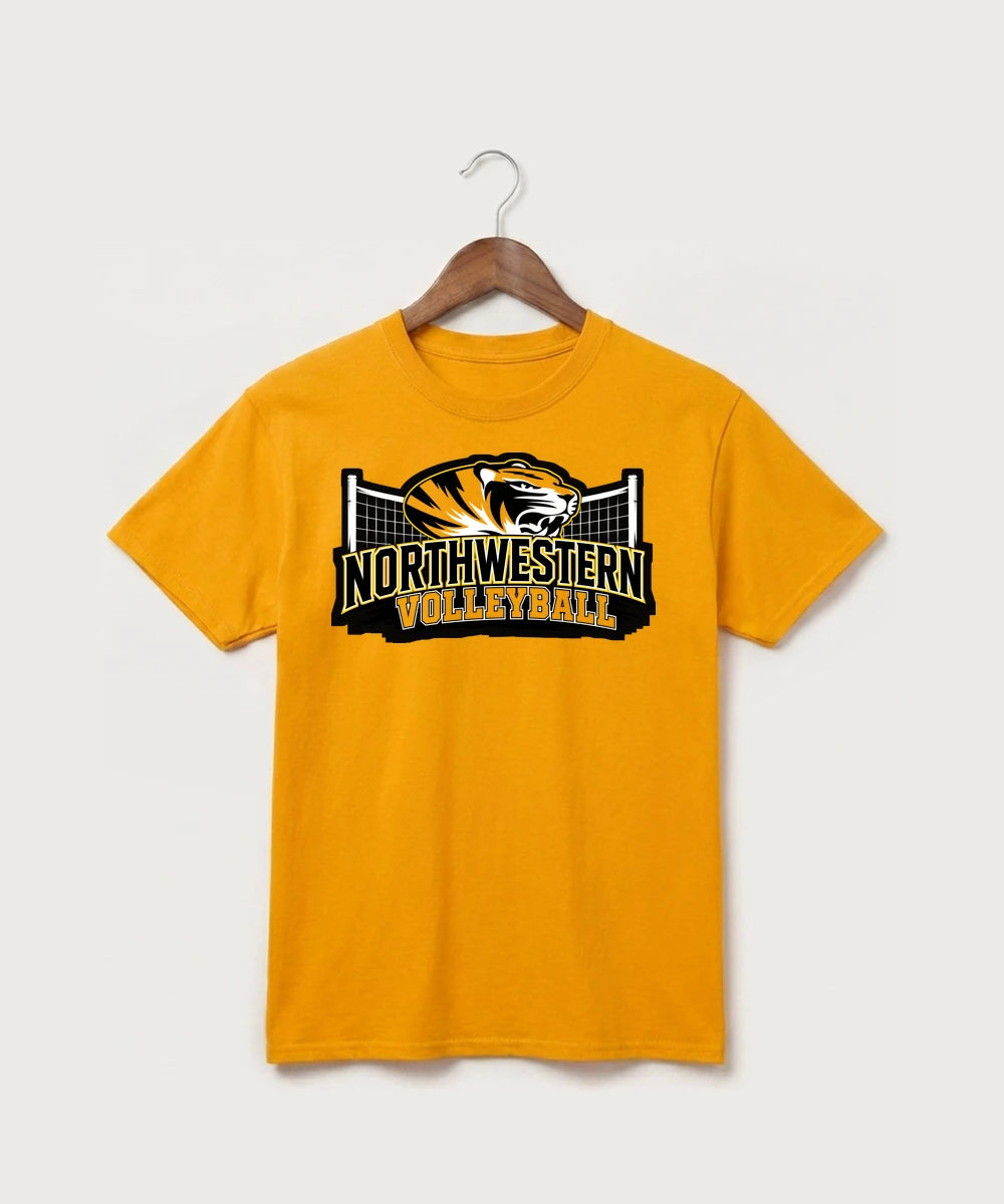 Northwestern Volleyball - Gold Port & Co Core Cotton Tee. PC54