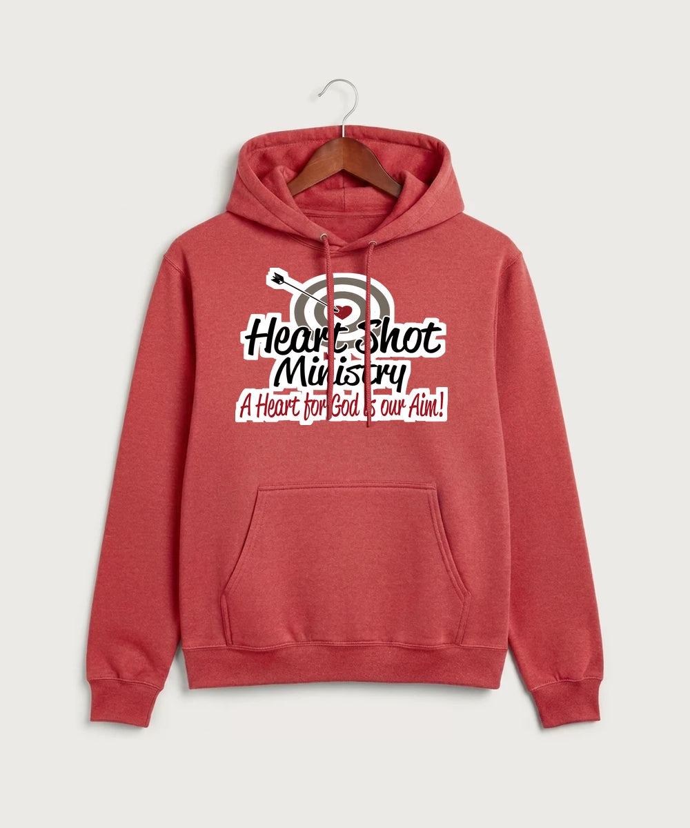 Heart Shot Ministry Archery Team Store - Heather Red Port & Co Core Fleece Pullover Hooded Sweatshirt. PC78H