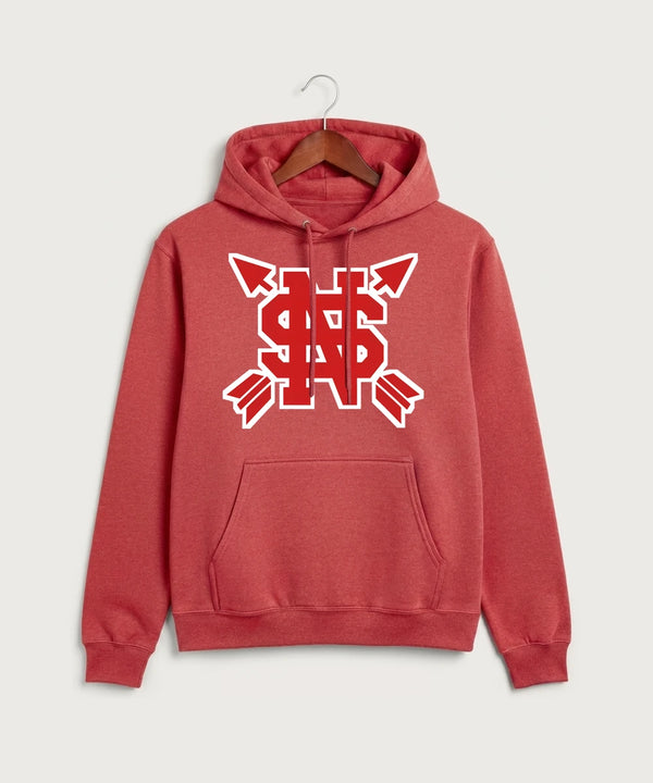 Lancer Archer Club Archery Team Store - Heather Red Port & Co Core Fleece Pullover Hooded Sweatshirt. PC78H