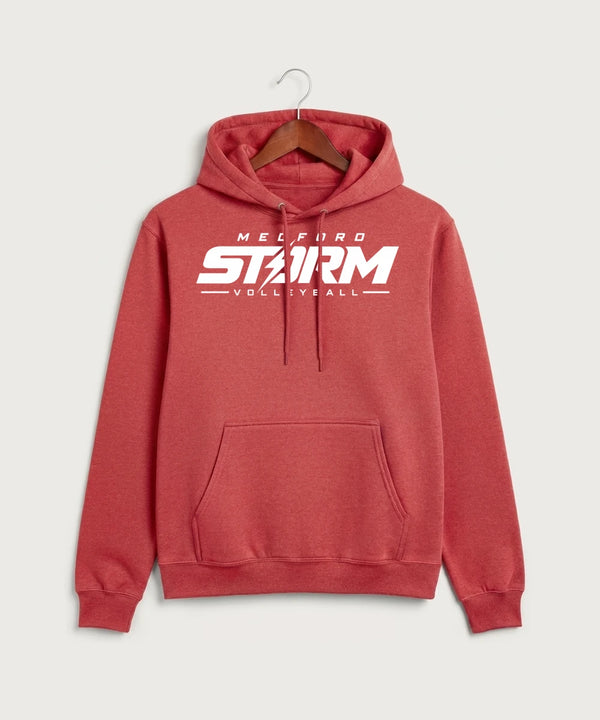 Medford Storm High School Volleyball Team Store - Heather Red Port & Co Core Fleece Pullover Hooded Sweatshirt. PC78H
