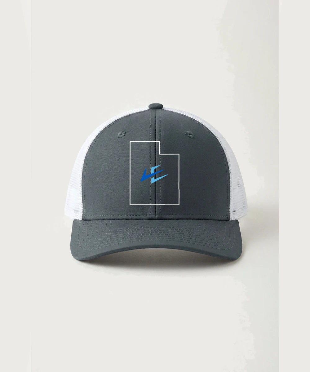 Leading Edge Utah Team Store - Iron Grey/ White Sport-Tek Club Trucker Cap STC46
