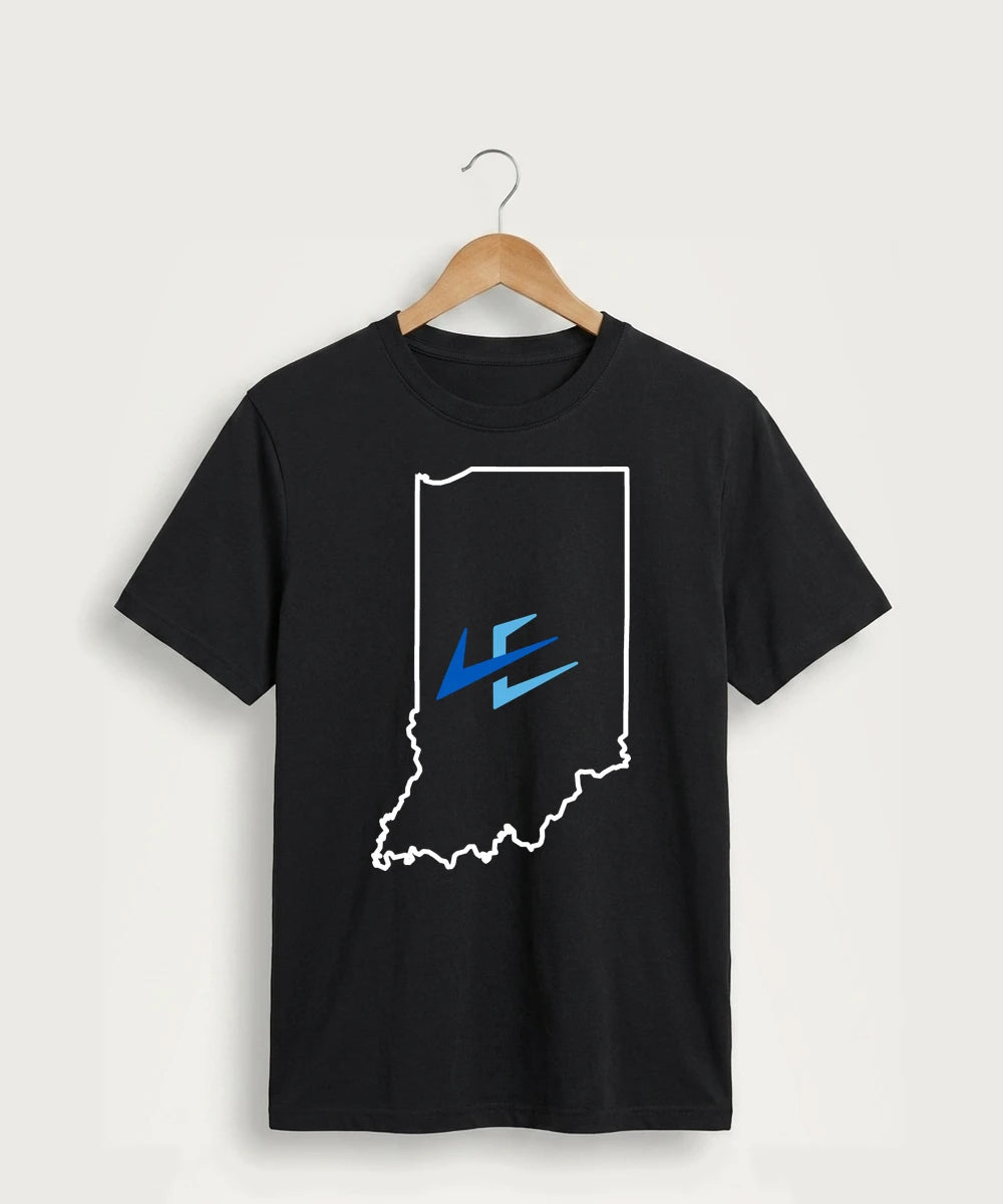 Leading Edge Indiana Team Store - Jet Black Port & Co Core Cotton Tee. PC54