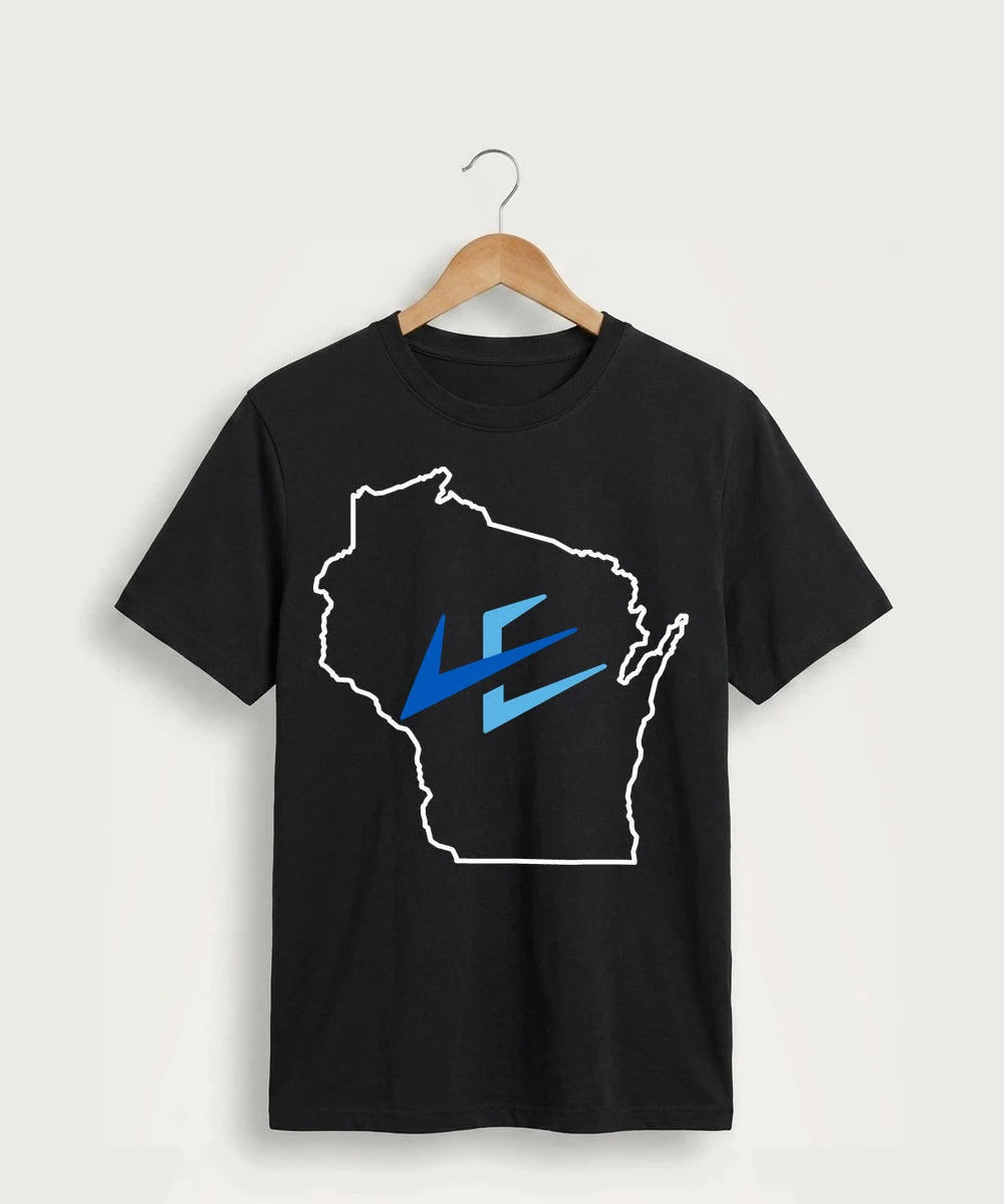 Leading Edge Wisconsin Team Store - Jet Black Port & Co Core Cotton Tee. PC54