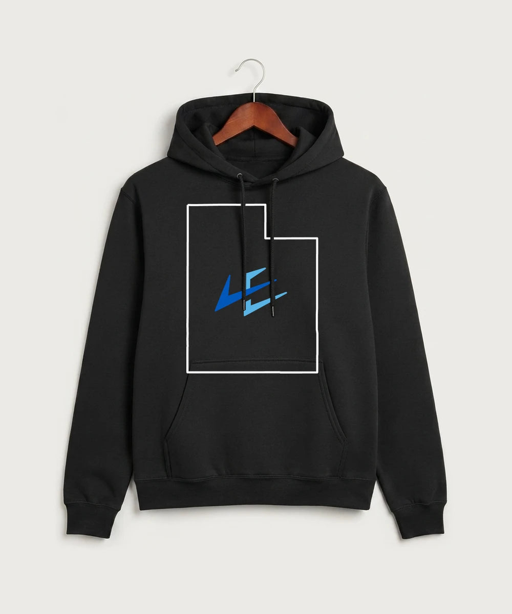 Leading Edge Utah Team Store - Jet Black Port & Co Core Fleece Pullover Hooded Sweatshirt. PC78H