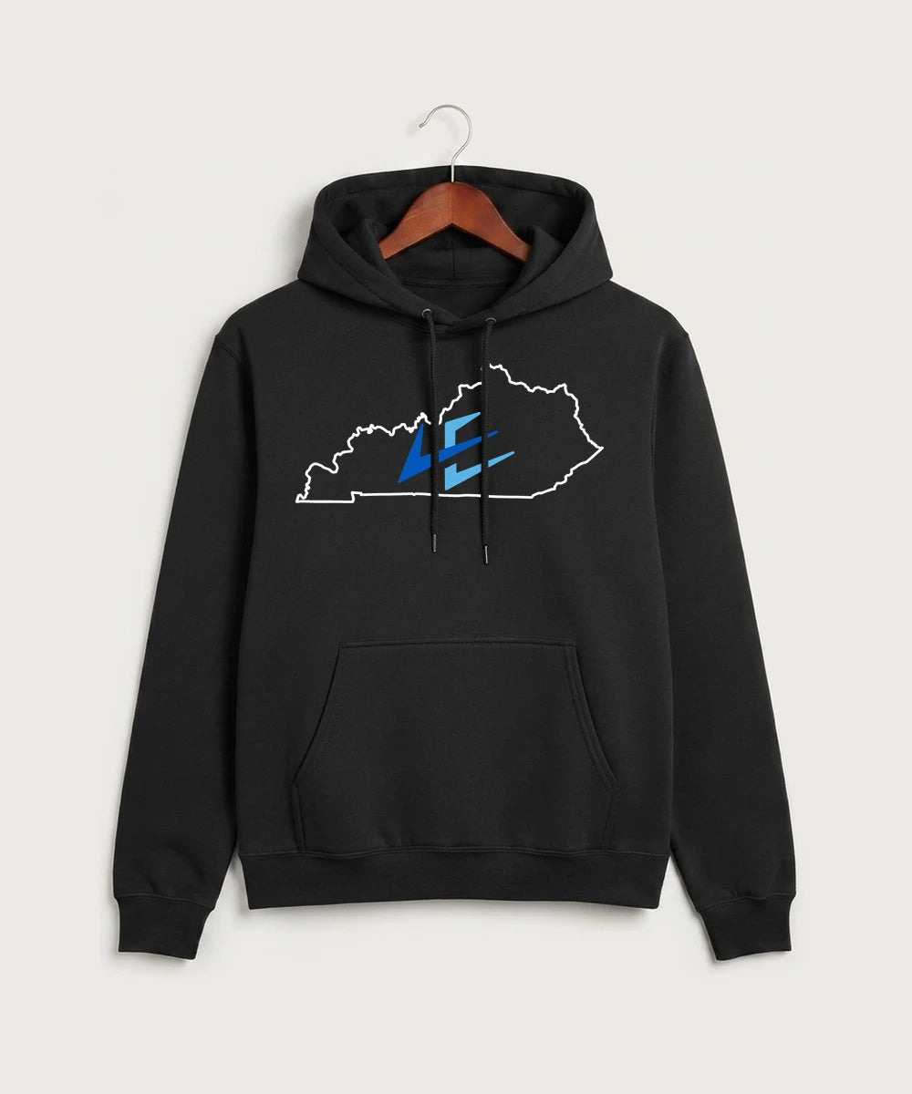 Leading Edge Kentucky Team Store - Jet Black Port & Co Core Fleece Pullover Hooded Sweatshirt. PC78H