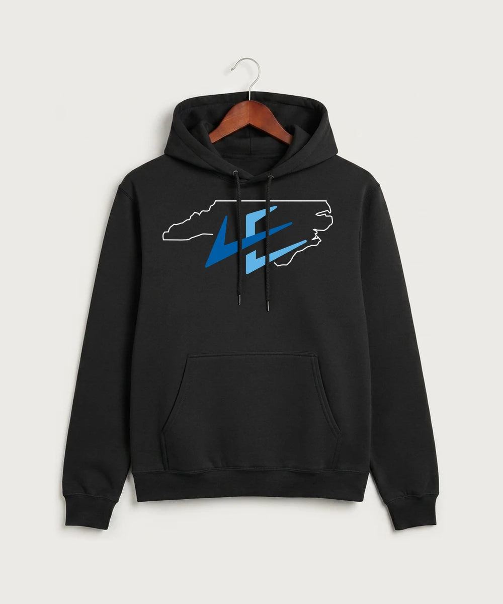 Leading Edge North Carolina Team Store - Jet Black Port & Co Core Fleece Pullover Hooded Sweatshirt. PC78H
