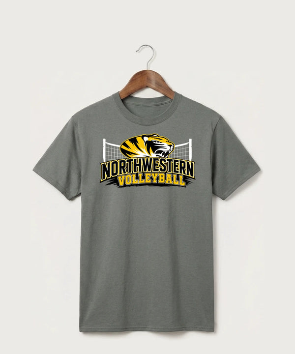 Northwestern Volleyball - Medium Grey Port & Co Core Cotton Tee. PC54