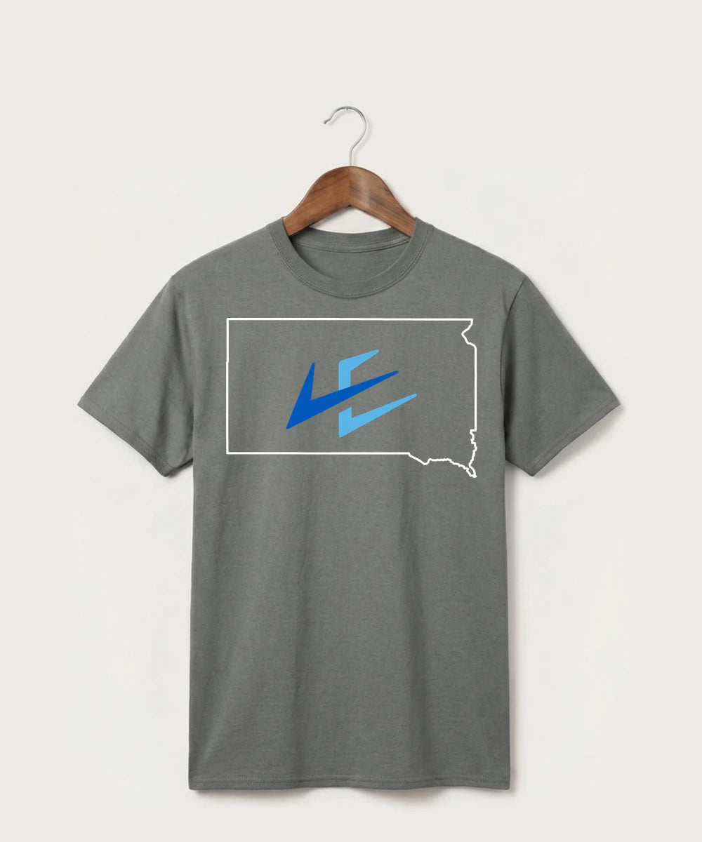 Leading Edge South Dakota Team Store - Medium Grey Port & Co Core Cotton Tee. PC54
