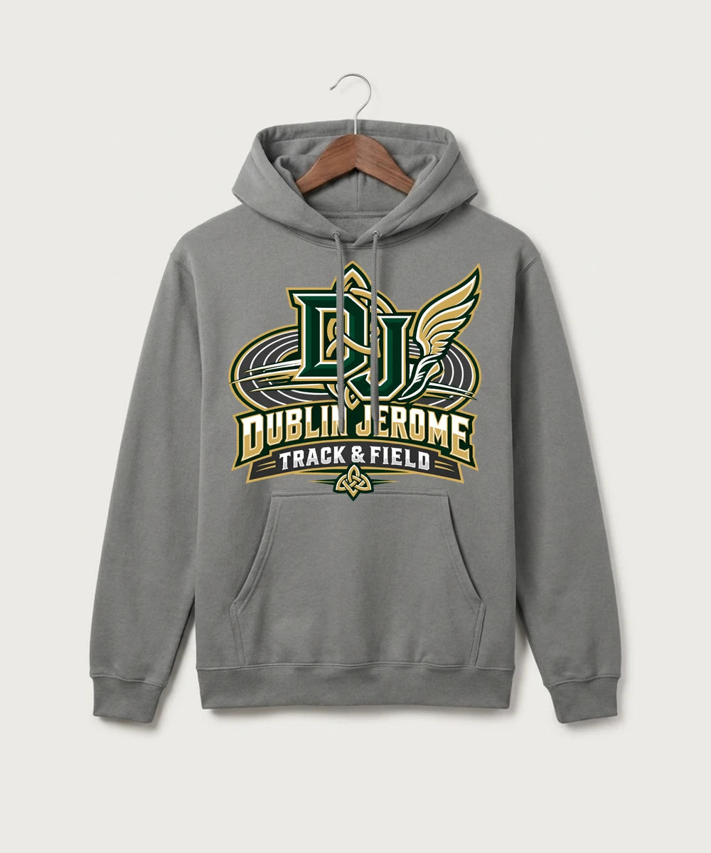 Dublin Jerome Track & Field Team Store - Medium Grey Port & Co Core Fleece Pullover Hooded Sweatshirt. PC78H