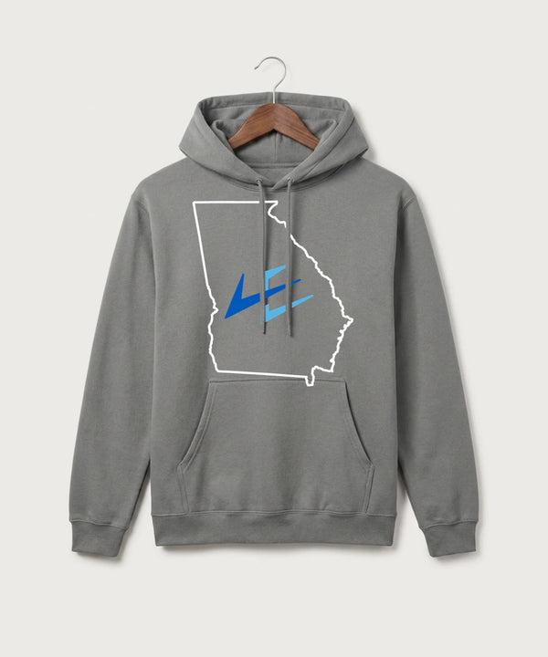 Leading Edge Georgia Team Store - Medium Grey Port & Co Core Fleece Pullover Hooded Sweatshirt. PC78H