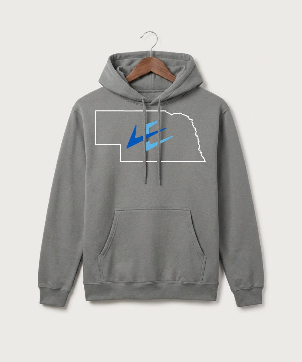 Leading Edge Nebraska Team Store - Medium Grey Port & Co Core Fleece Pullover Hooded Sweatshirt. PC78H