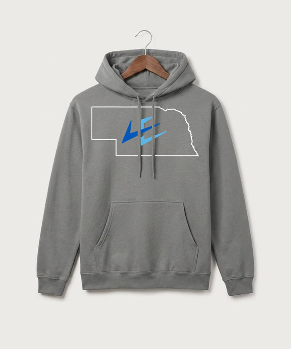 Leading Edge Nebraska Team Store - Medium Grey Port & Co Core Fleece Pullover Hooded Sweatshirt. PC78H