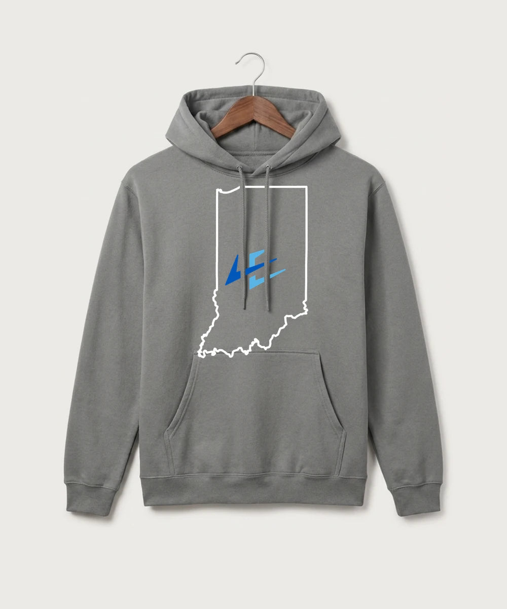 Leading Edge Indiana Team Store - Medium Grey Port & Co Core Fleece Pullover Hooded Sweatshirt. PC78H