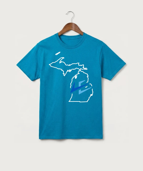 Leading Edge Michigan Team Store - Sapphire Port & Co Core Cotton Tee. PC54