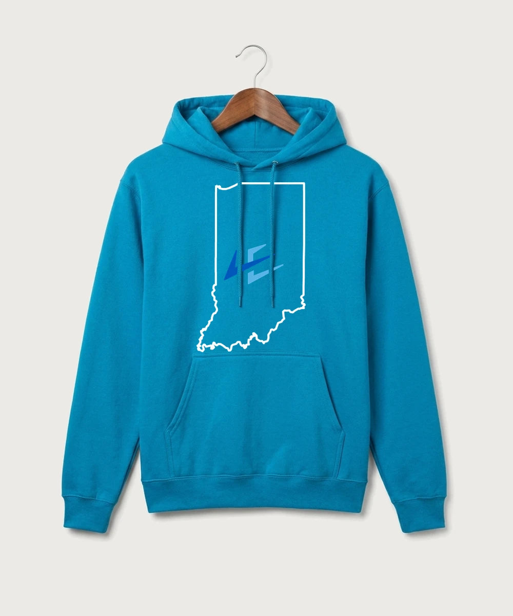 Leading Edge Indiana Team Store - Sapphire Port & Co Core Fleece Pullover Hooded Sweatshirt. PC78H