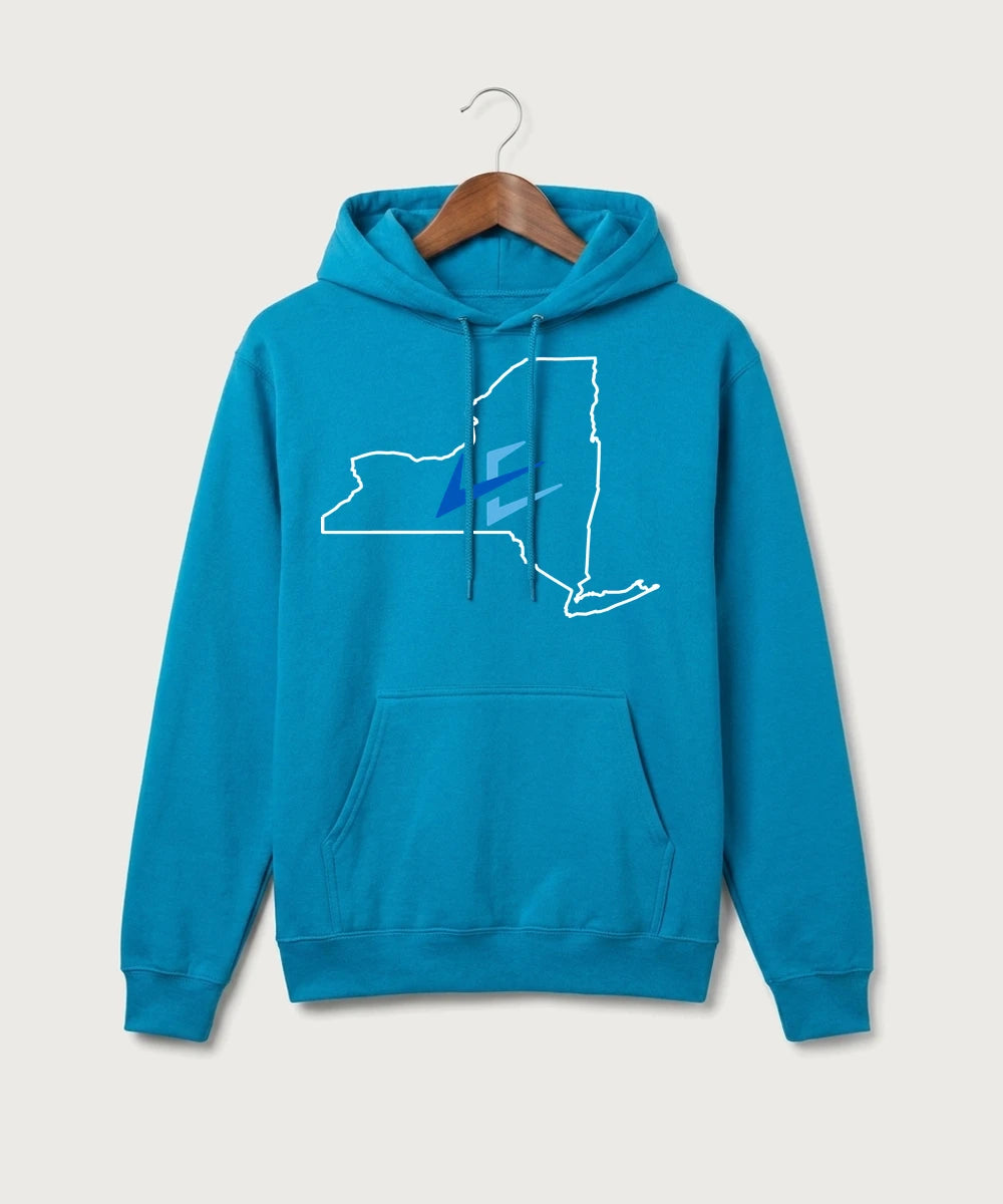 Leading Edge New York Team Store - Sapphire Port & Co Core Fleece Pullover Hooded Sweatshirt. PC78H