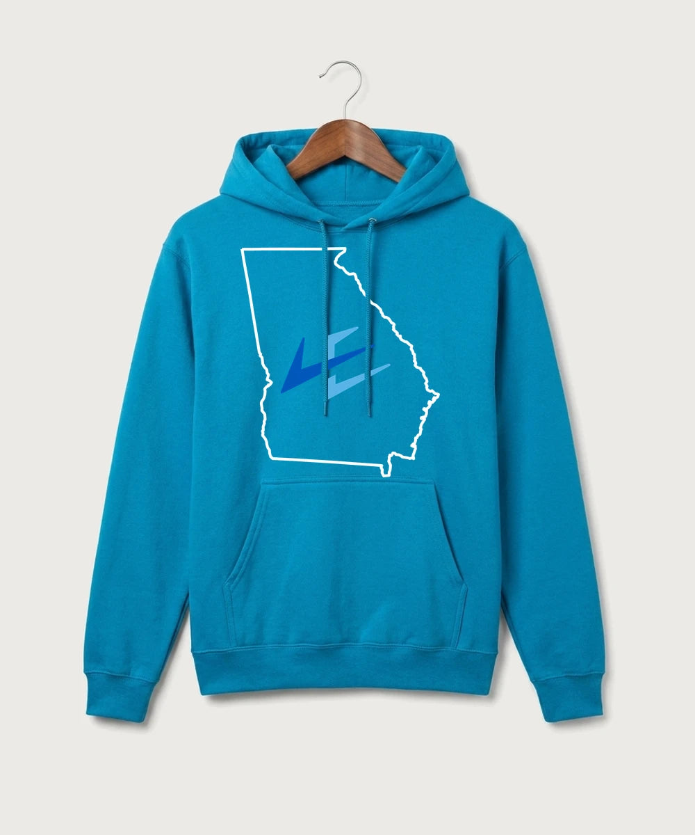 Leading Edge Georgia Team Store - Sapphire Port & Co Core Fleece Pullover Hooded Sweatshirt. PC78H