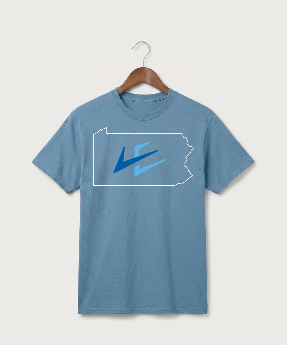 Leading Edge Pennsylvania Team Store - Tundra Blue Port & Co Core Cotton Tee. PC54