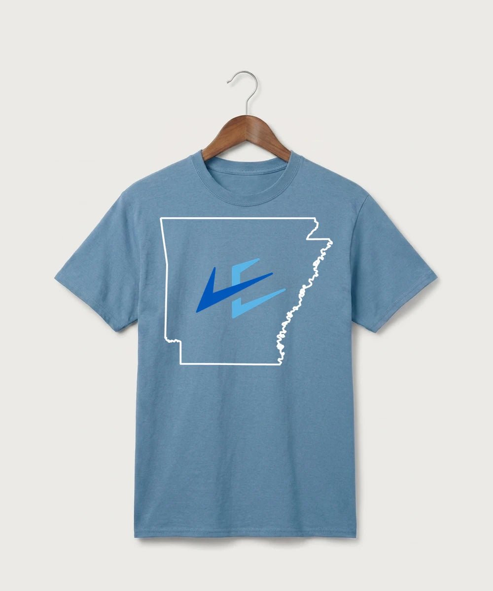 Leading Edge Arkansas Team Store - Tundra Blue Port & Co Core Cotton Tee. PC54