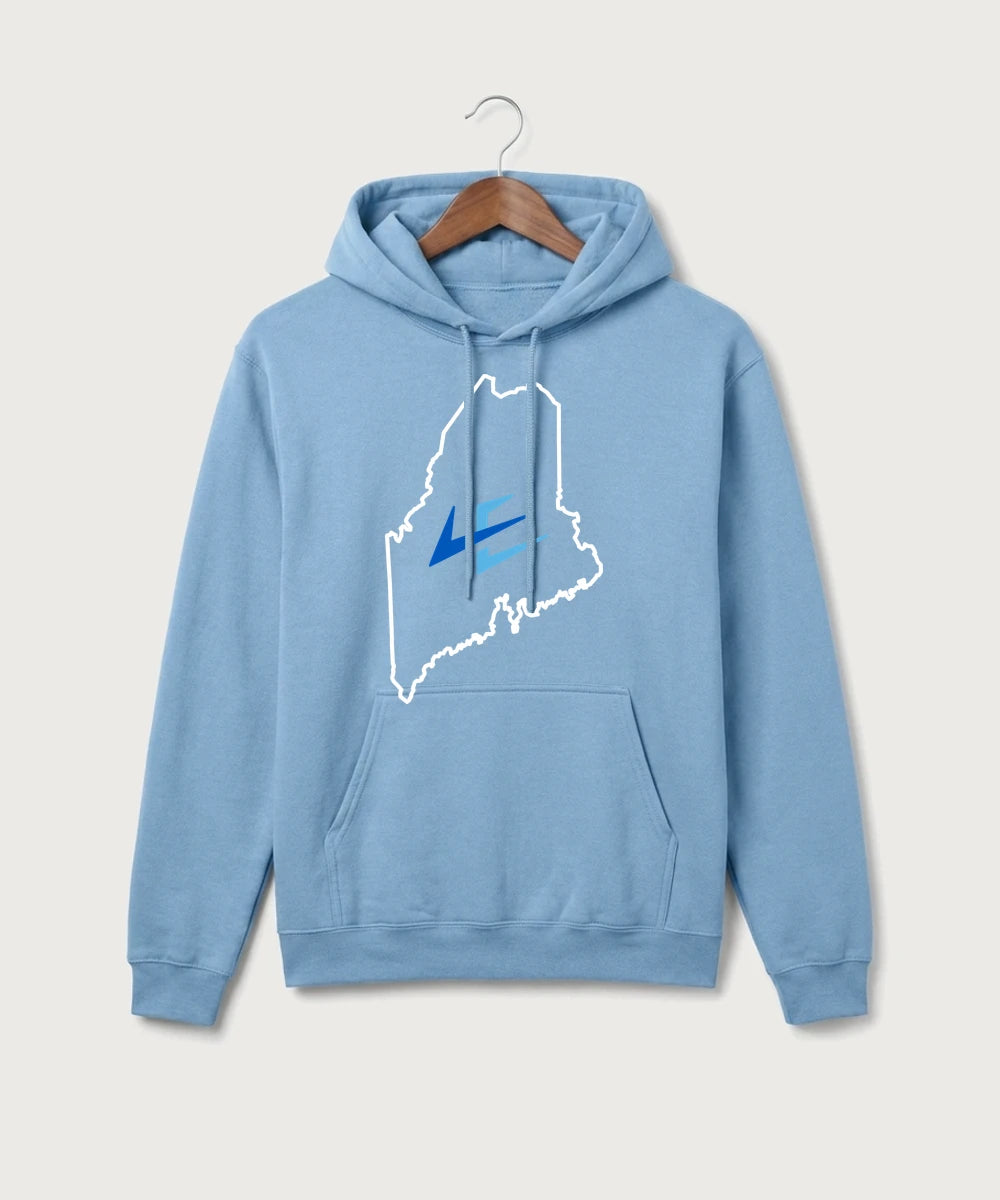 Leading Edge Maine Team Store - Tundra Blue Port & Co Core Fleece Pullover Hooded Sweatshirt. PC78H