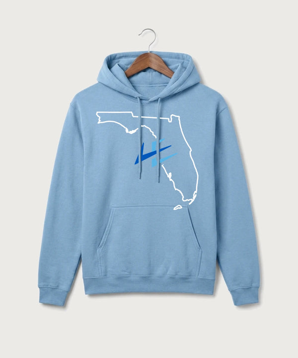 Leading Edge Florida Team Store - Tundra Blue Port & Co Core Fleece Pullover Hooded Sweatshirt. PC78H