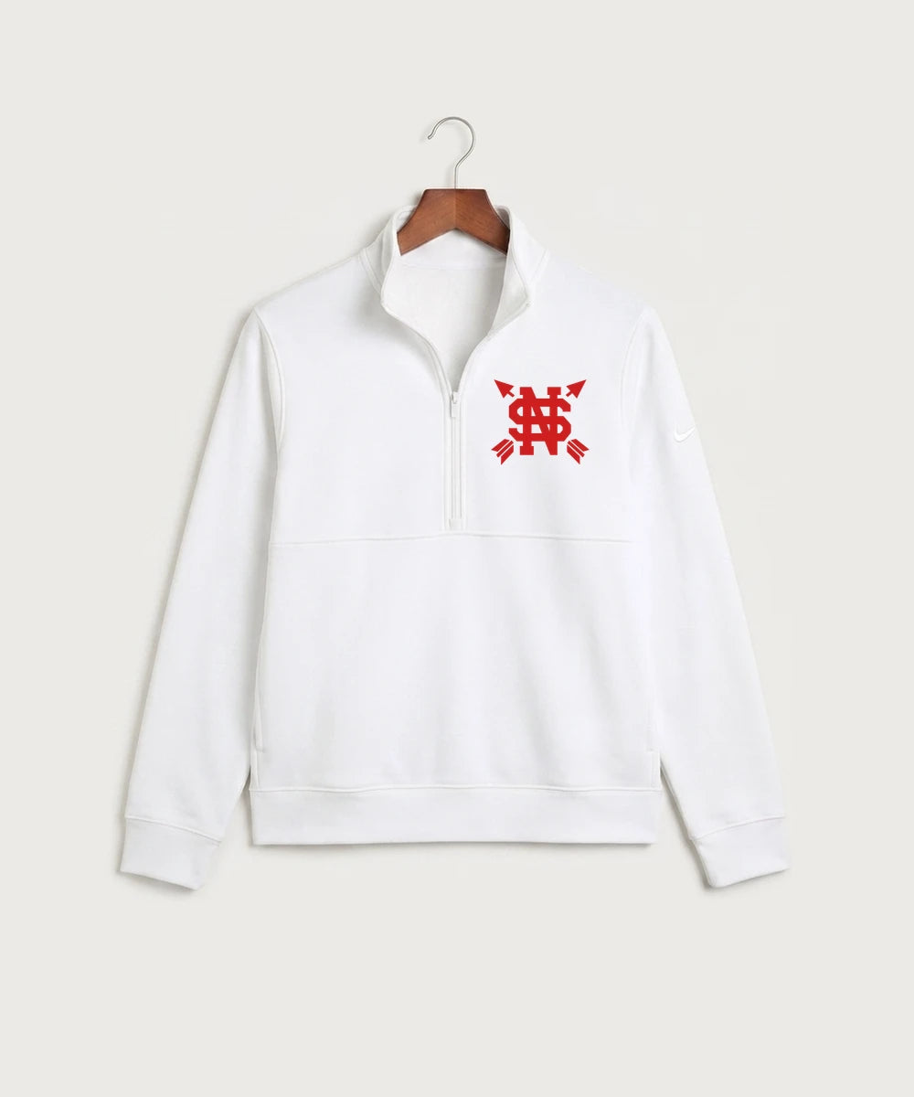 Lancer Archer Club Archery Team Store - White Nike Club Fleece Sleeve Swoosh 1/2-Zip NKDX6718