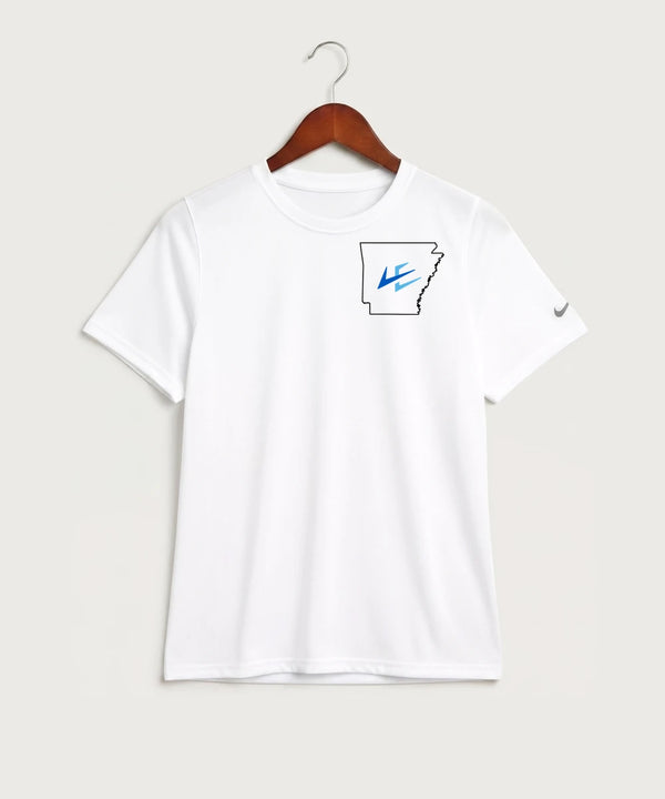 Leading Edge Arkansas Team Store - White Nike Youth Swoosh Sleeve rLegend Tee NKDX8787
