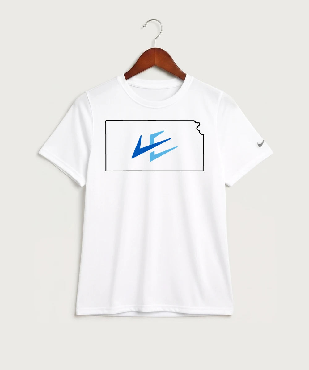 Leading Edge Kansas Team Store - White Nike Youth Swoosh Sleeve rLegend Tee NKDX8787