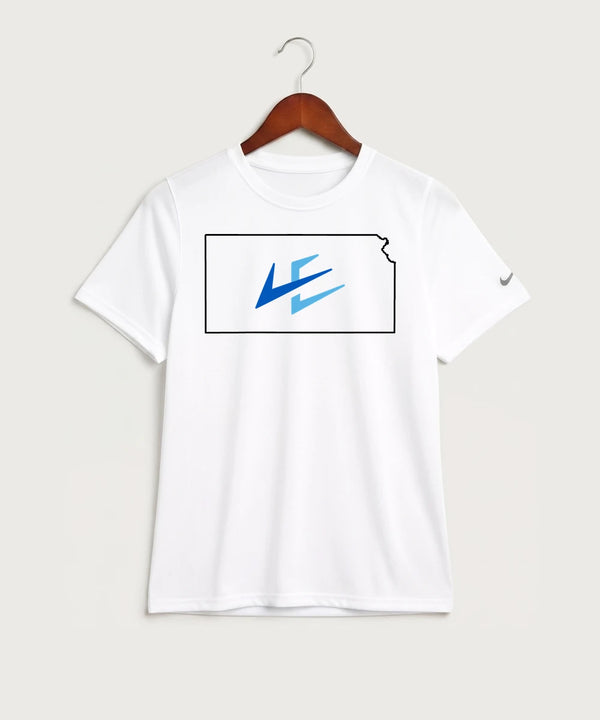 Leading Edge Kansas Team Store - White Nike Youth Swoosh Sleeve rLegend Tee NKDX8787