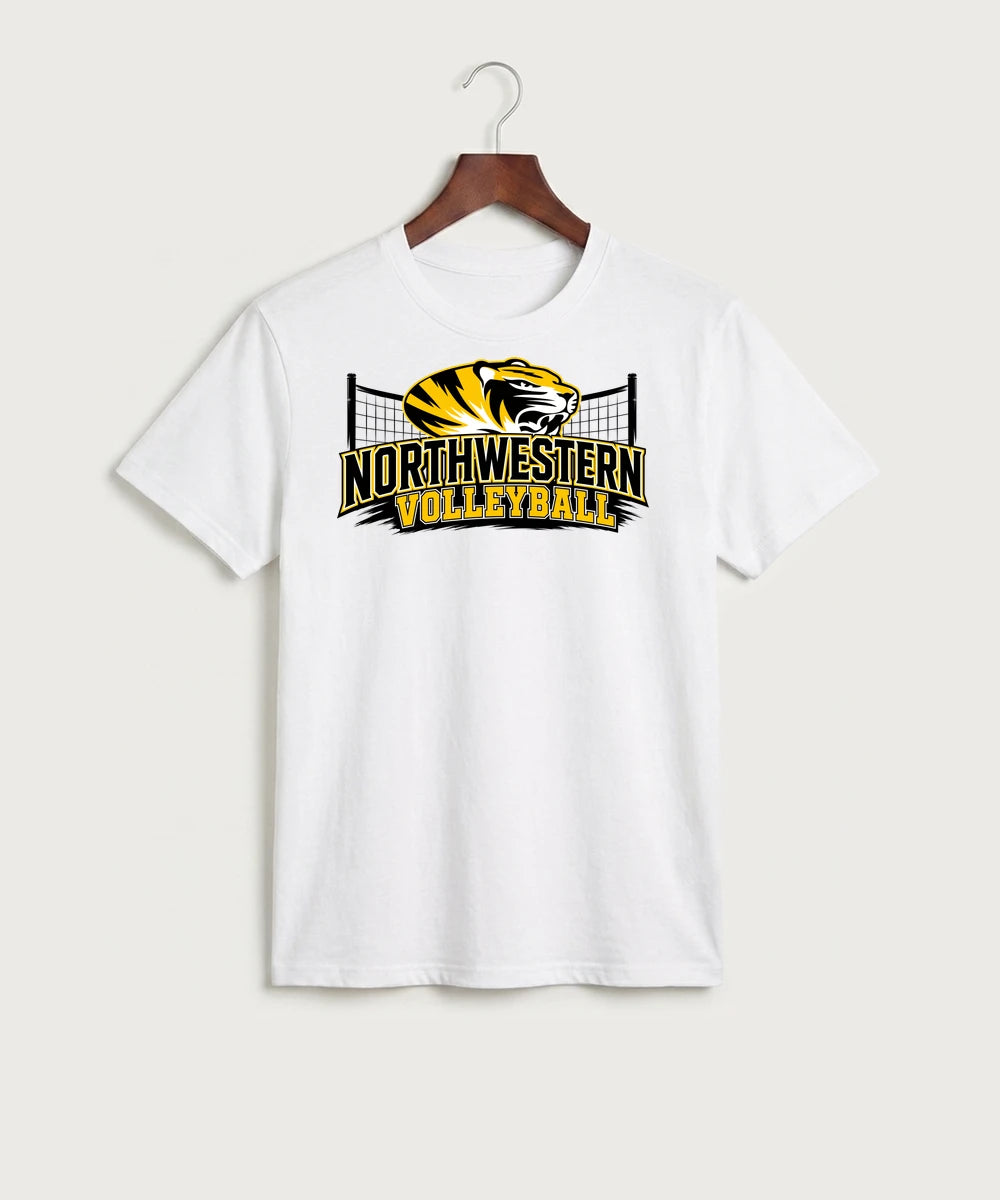 Northwestern Volleyball - White Port & Co Core Cotton Tee. PC54