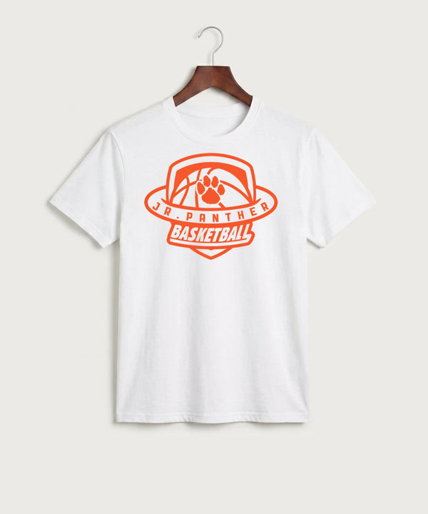 Jr Panther Basketball - White Port & Co Core Cotton Tee. PC54