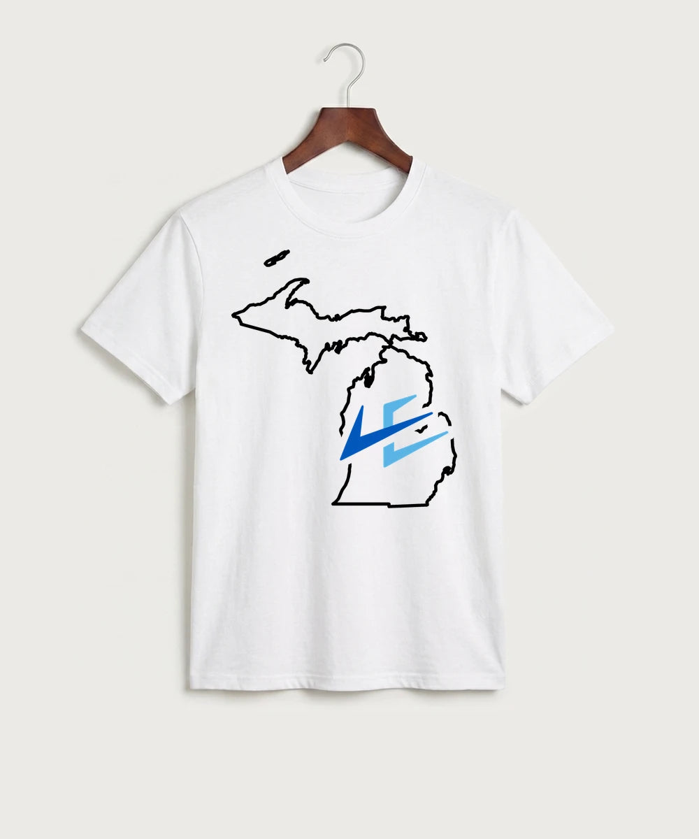 Leading Edge Michigan Team Store - White Port & Co Core Cotton Tee. PC54